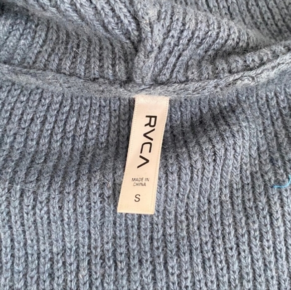 RVCA blue Knit open front Cardigan hooded - Picture 3 of 8